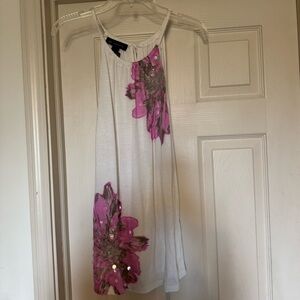 INC International Concepts White Sleeveless Top with Pink Accents